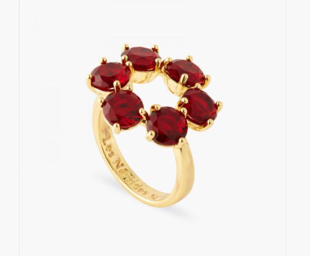 GARNET RED 6 STONE FINE RING