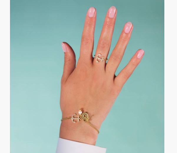 ANCHOR AND TWISTED CHAIN THIN BRACELET