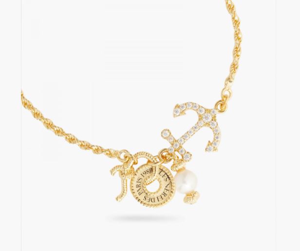 ANCHOR AND TWISTED CHAIN THIN BRACELET