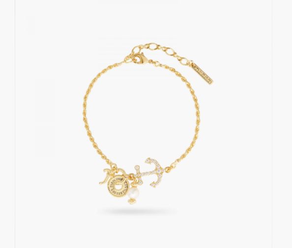 ANCHOR AND TWISTED CHAIN THIN BRACELET