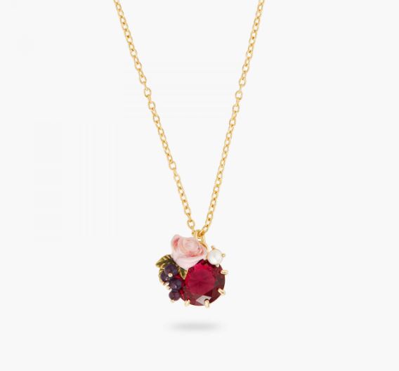 ROSE AND BLACKCURRANT BERRIES PENDANT NECKLACE