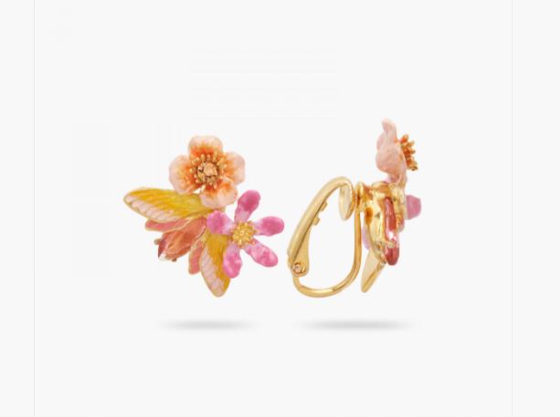 VINE BUTTERFLY AND FLOWER CLIP-ON EARRINGS
