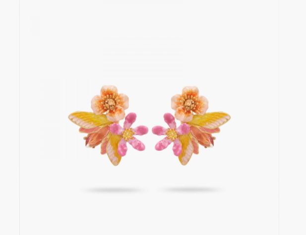 VINE BUTTERFLY AND FLOWER CLIP-ON EARRINGS