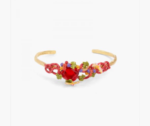 GRAPES, VINE LEAF AND BUTTERFLY BANGLE BRACELET