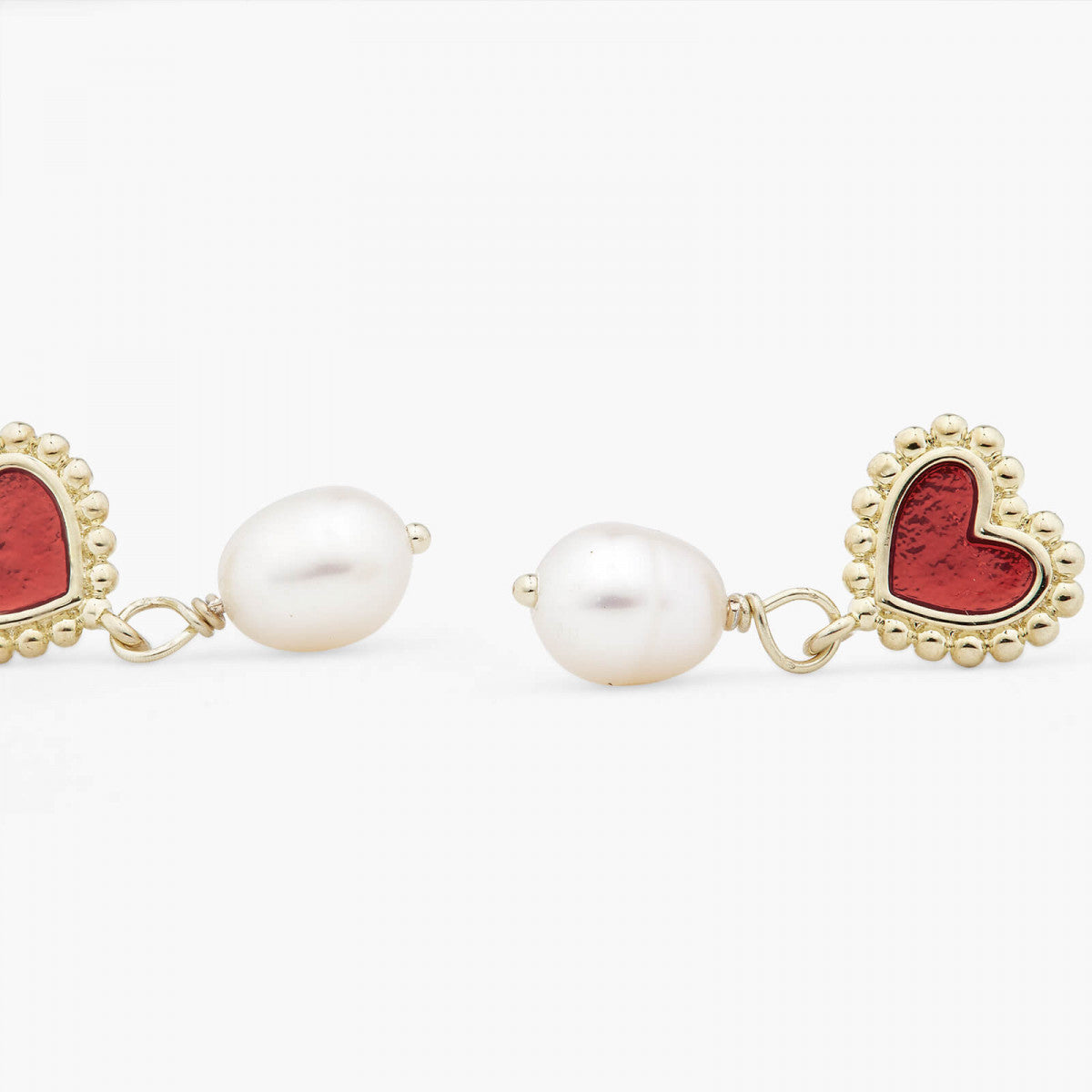 HEART AND CULTURED PEARL SLEEPER EARRINGS