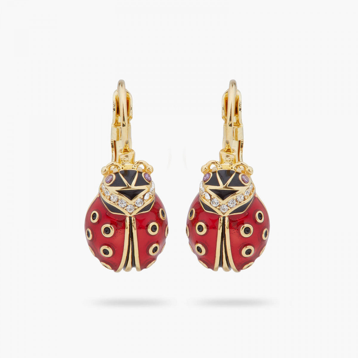 LADYBIRD AND FACETED CRYSTAL SLEEPER EARRINGS