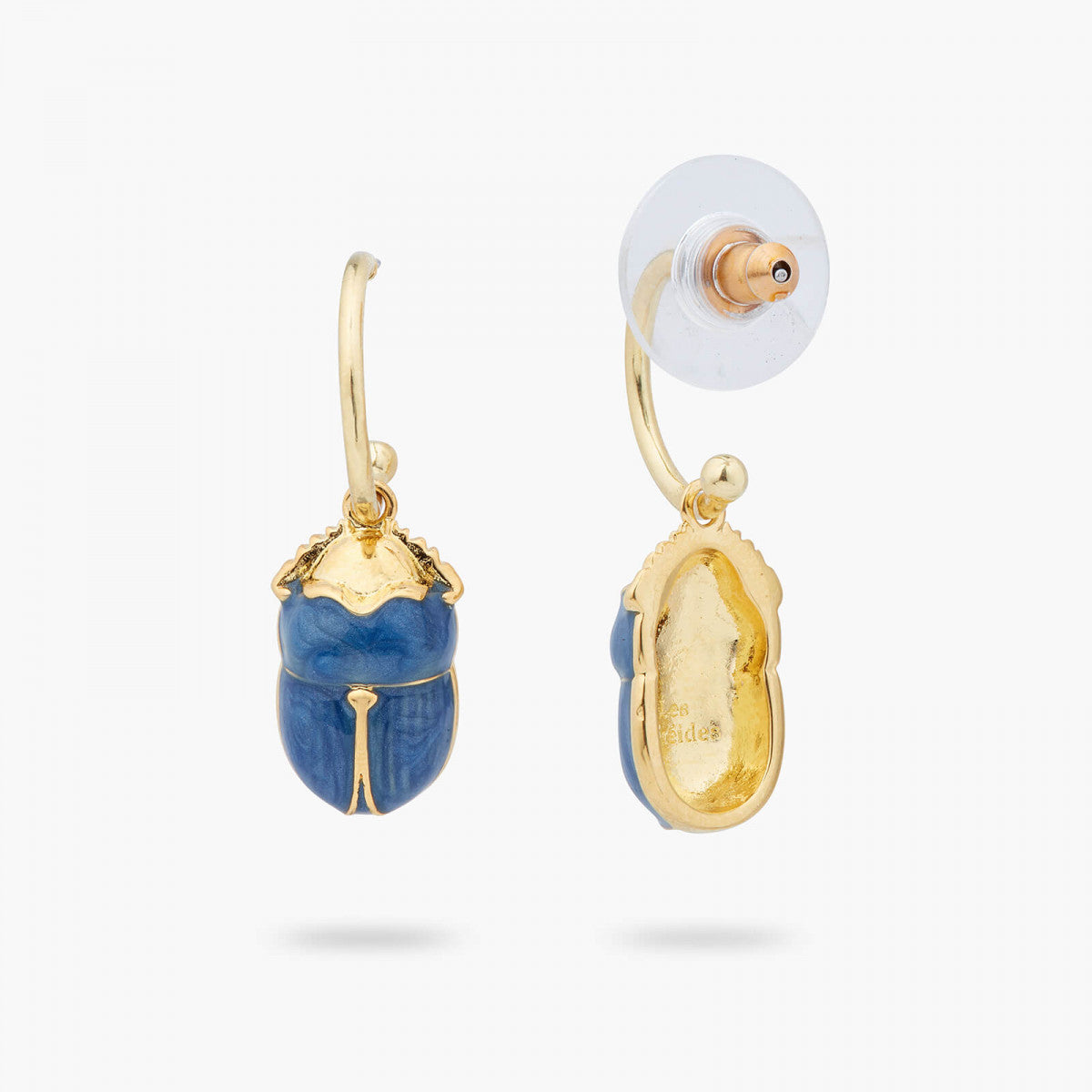 BLUE SCARAB BEETLE HOOP EARRINGS