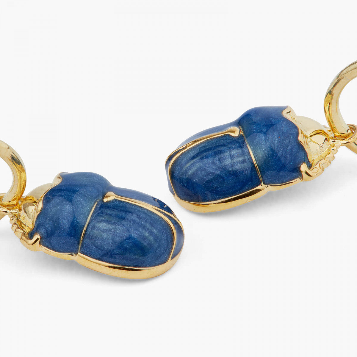 BLUE SCARAB BEETLE HOOP EARRINGS