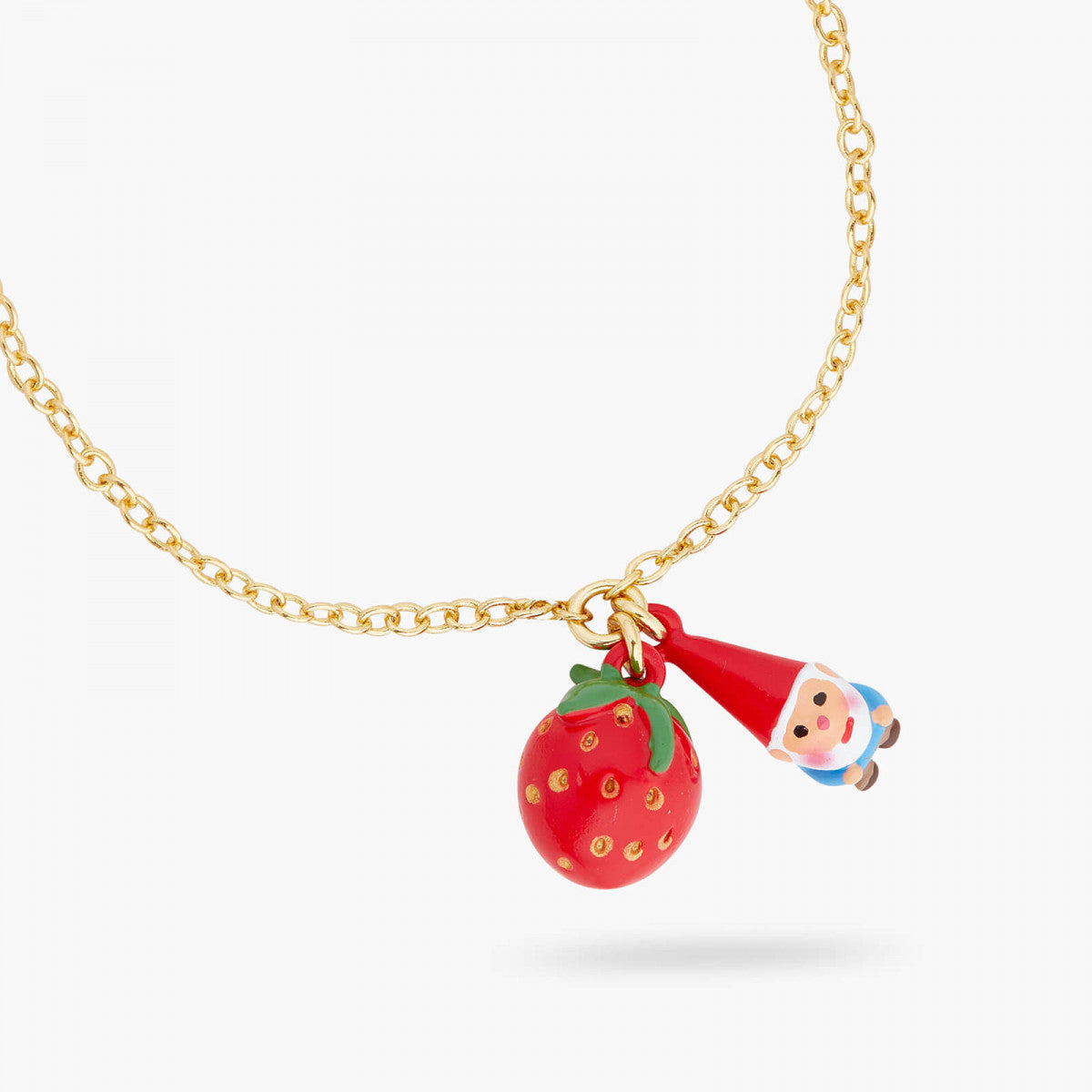 STRAWBERRY AND GARDEN GNOME CHARM BRACELET