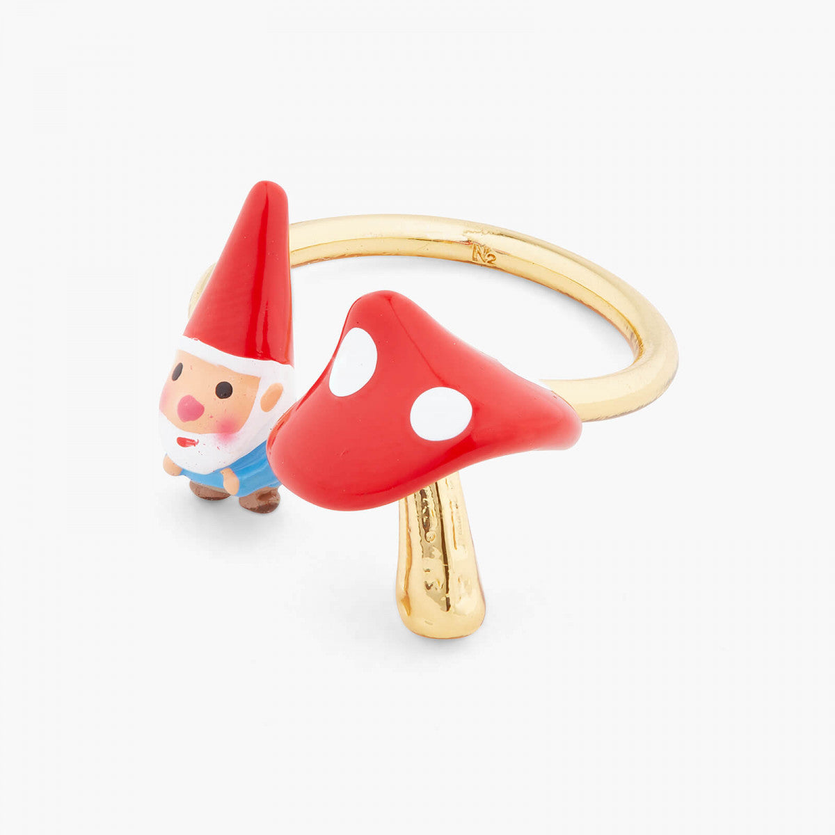 GARDEN GNOME AND MUSHROOM YOU AND ME ADJUSTABLE RING