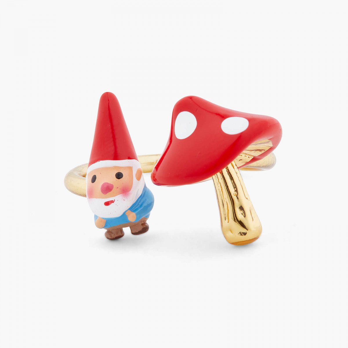 GARDEN GNOME AND MUSHROOM YOU AND ME ADJUSTABLE RING