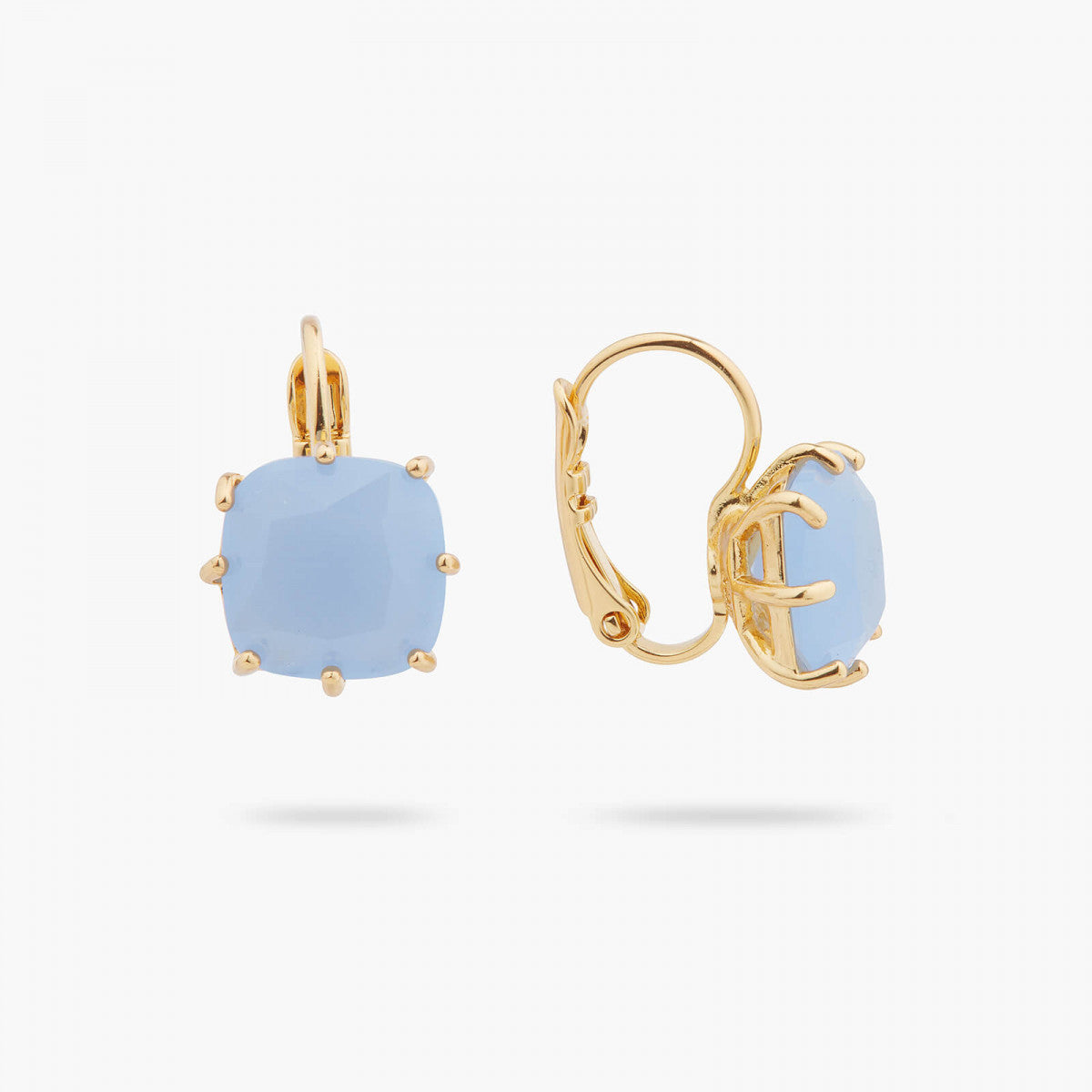 SKY BLUE DIAMANTINE SQUARE STONE SLEEPER EARRINGS