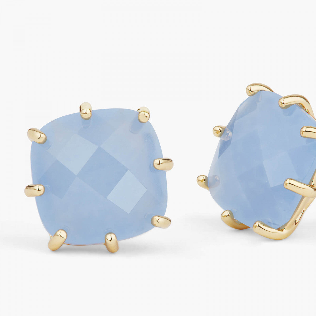 SKY BLUE DIAMANTINE SQUARE STONE SLEEPER EARRINGS