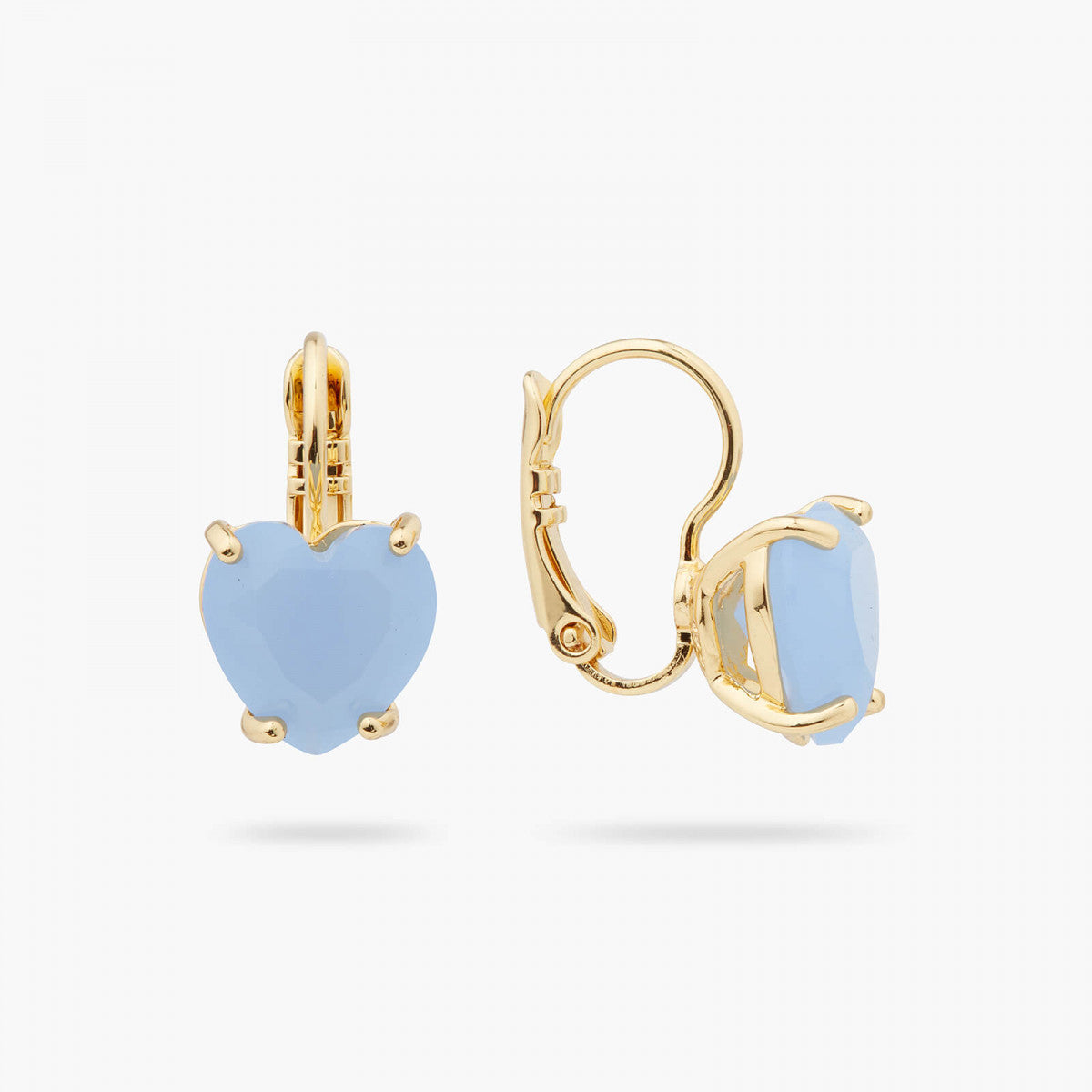 SKY BLUE DIAMANTINE HEART STONE SLEEPER EARRINGS