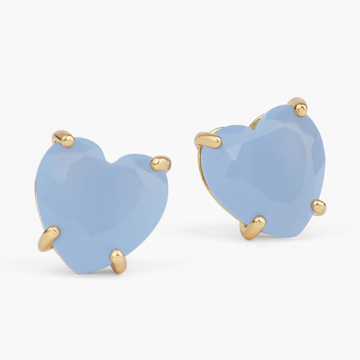 SKY BLUE DIAMANTINE HEART STONE POST EARRINGS