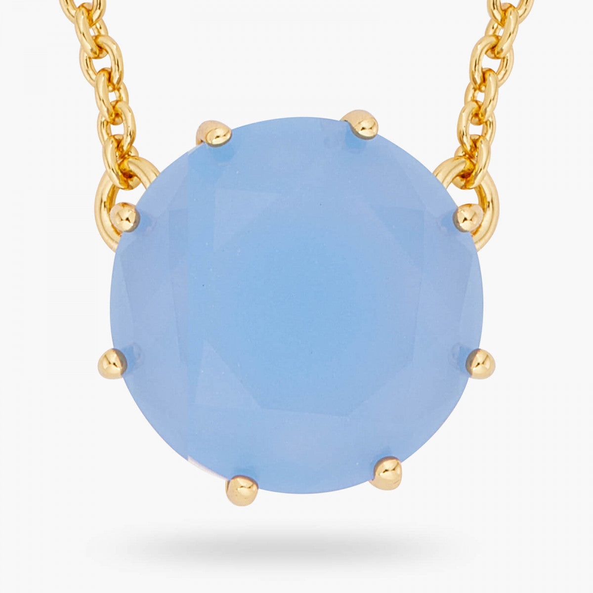 SKY BLUE DIAMANTINE ROUND PENDANT NECKLACE