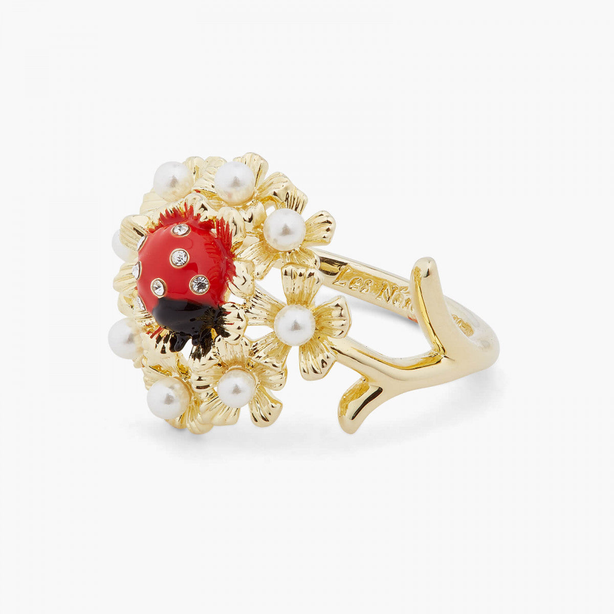 LADYBIRD AND WOOD ANEMONE COCKTAIL RING