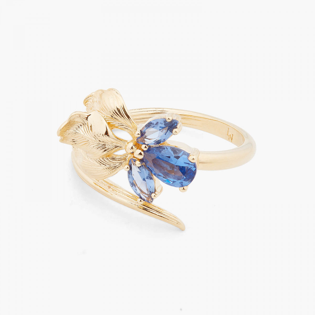 GOLD IRIS AND BLUE CRYSTAL ADJUSTABLE RING