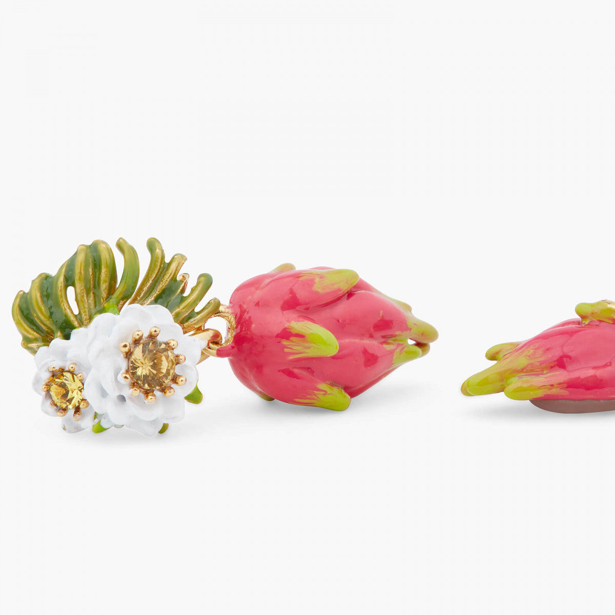 DRAGONFRUIT AND PITAYA FLOWER DANGLING POST EARRINGS
