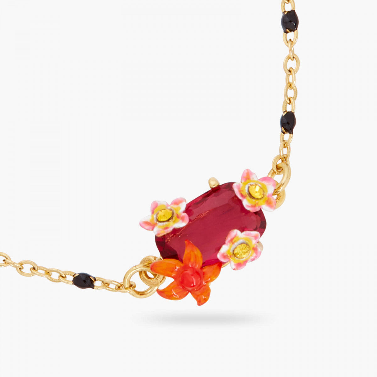 WILD FLOWER AND FACETED CRYSTAL THIN BRACELET