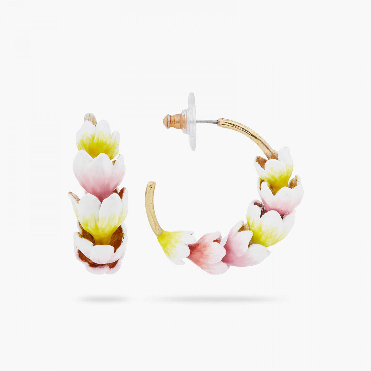 WHITE AND PURPLE CROCUS HOOP-EARRINGS