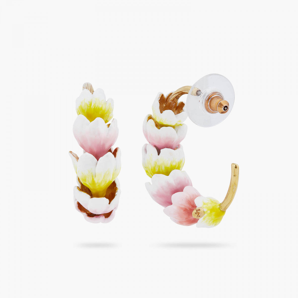 WHITE AND PURPLE CROCUS HOOP-EARRINGS