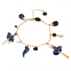 GLITTERED MIDNIGHT BLUE BALLERINA AND CHARMS BRACELET