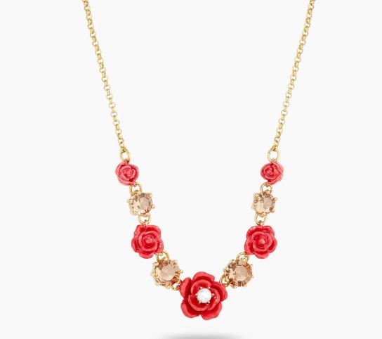 ROSES, CULTURED PEARL AND STONE STATEMENT NECKLACE