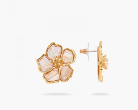 WILD ROSE MOTHER OF PEARL POST EARRINGS