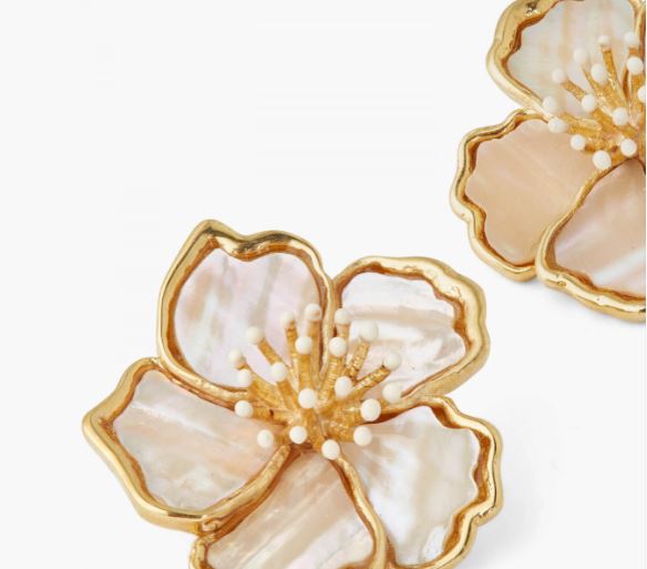 WILD ROSE MOTHER OF PEARL POST EARRINGS