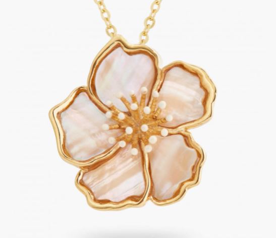WILD ROSE MOTHER OF PEARL PENDANT NECKLACE