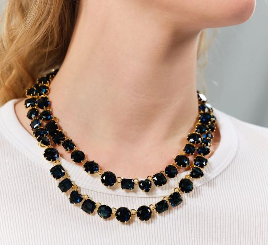 OCEAN BLUE DIAMANTINE LUXURIOUS DOUBLE-ROW NECKLACE