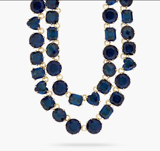 OCEAN BLUE DIAMANTINE LUXURIOUS DOUBLE-ROW NECKLACE