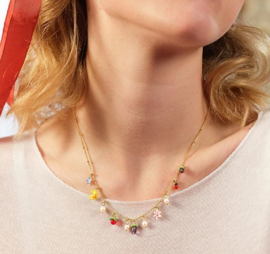 WONDERFUL VEGETABLE GARDEN AND MOTHER-OF-PEARL CHARM NECKLACE