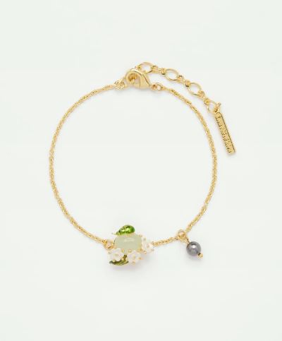 Blueberry and scarab beetle fine bracelet