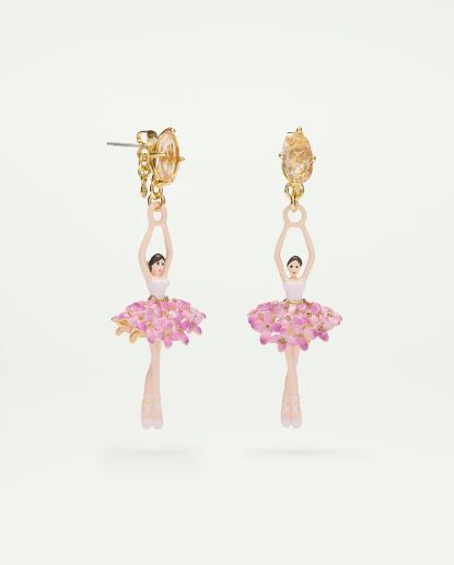 Ballerina, stone and enamelled flower bouquet post earrings