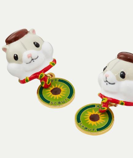 Scout hamster and sunflower badge post earrings