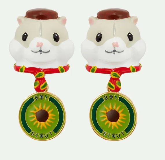 Scout hamster and sunflower badge post earrings