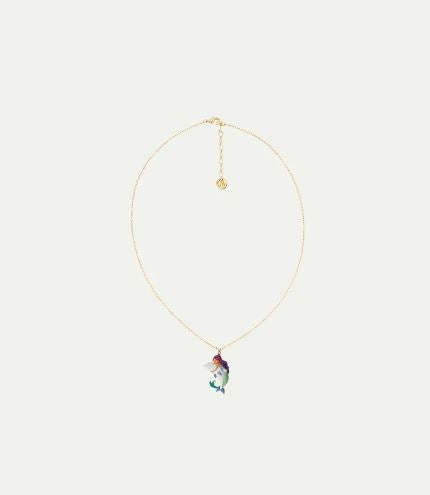 Mermaid and dolphin pendant necklace