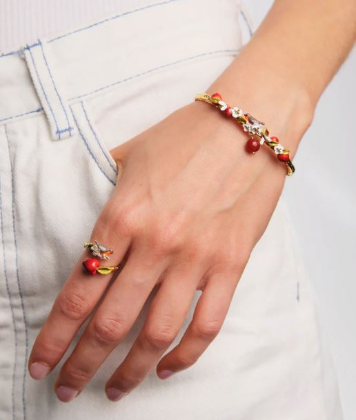 Robin and apple adjustable ring