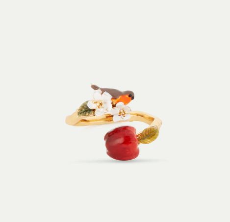 Robin and apple adjustable ring