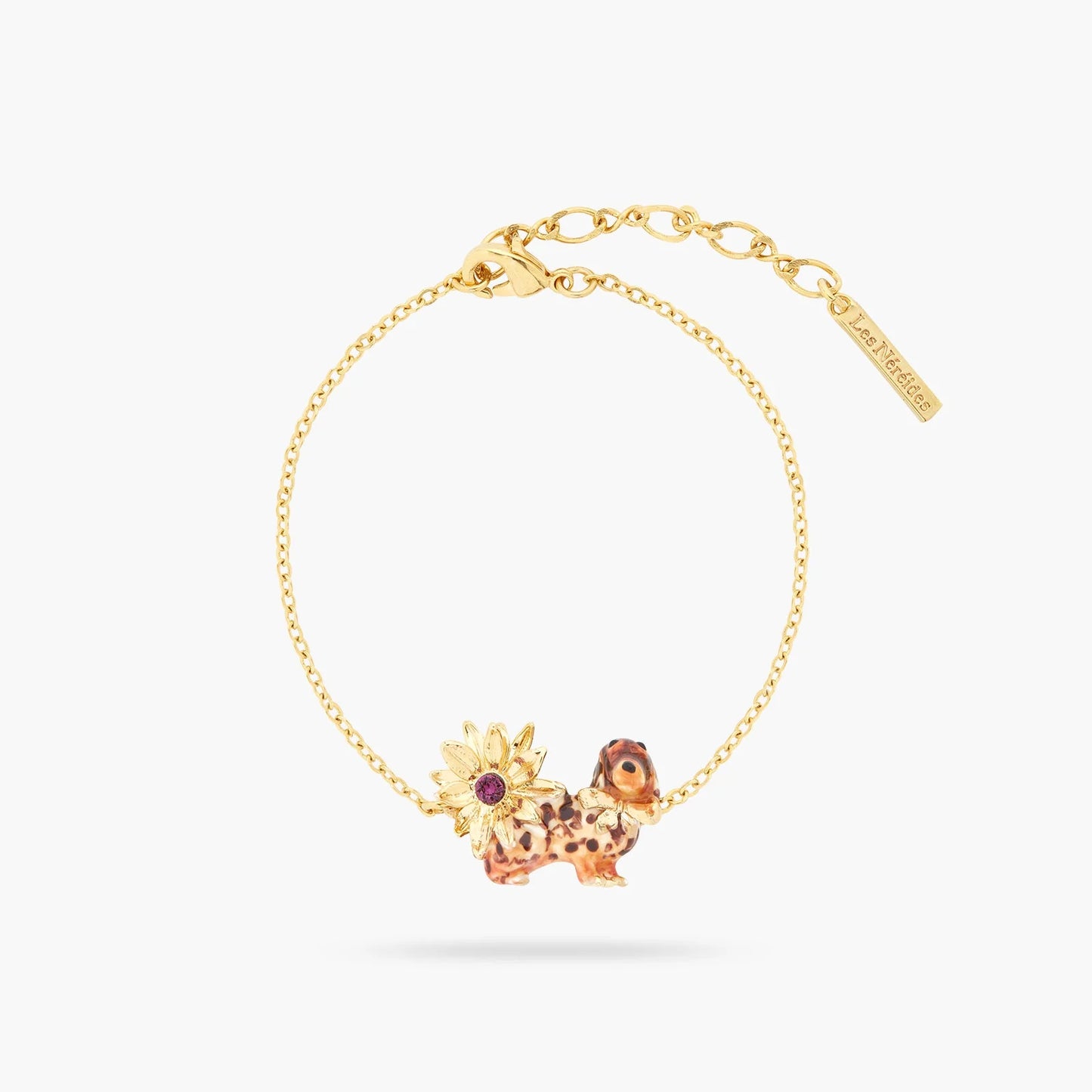 DASCHUND AND FLOWER FINE BRACELET