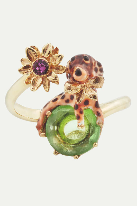 Dachshund and stone adjustable ring