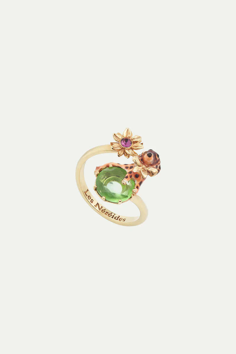 Dachshund and stone adjustable ring