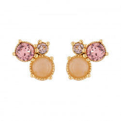 3 PINK STONES STUD EARRINGS