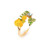 Ferns and Mimosas Flower Adjustable Ring
