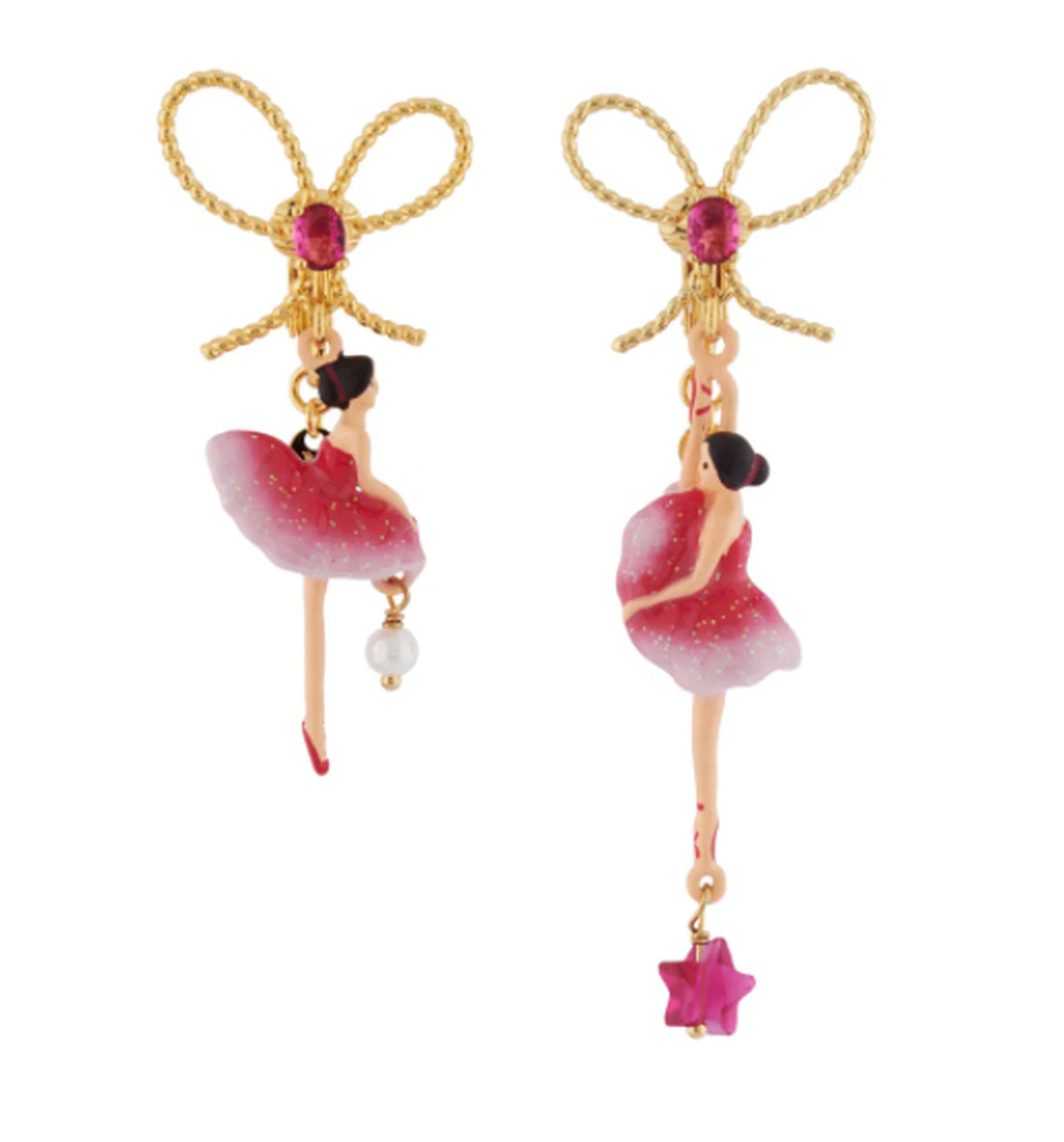 ASYMMETRIC PAS DE DEUX W/KNOT GRADIENT GRENADINE EARRINGS
