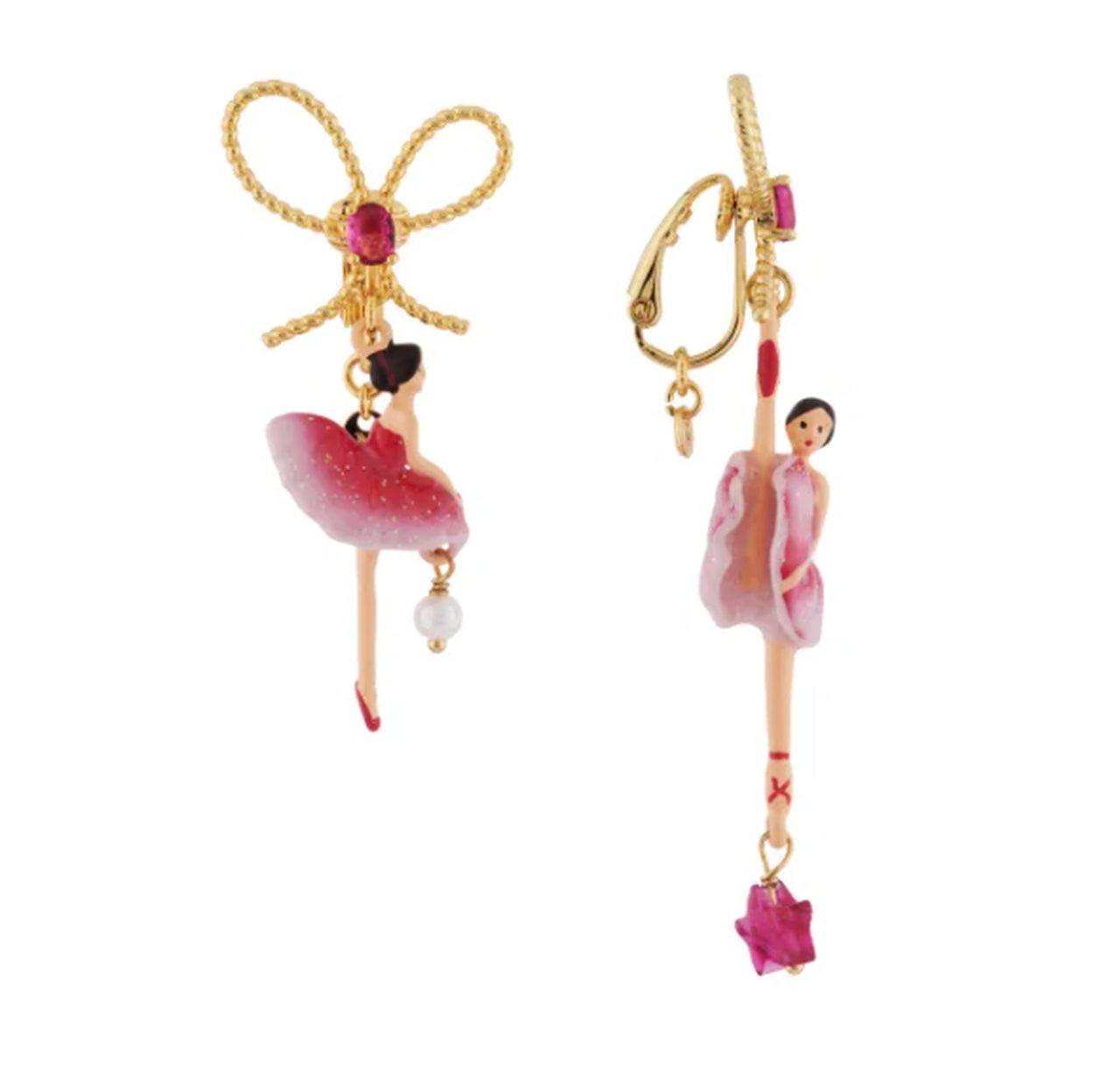 ASYMMETRIC PAS DE DEUX W/KNOT GRADIENT GRENADINE EARRINGS
