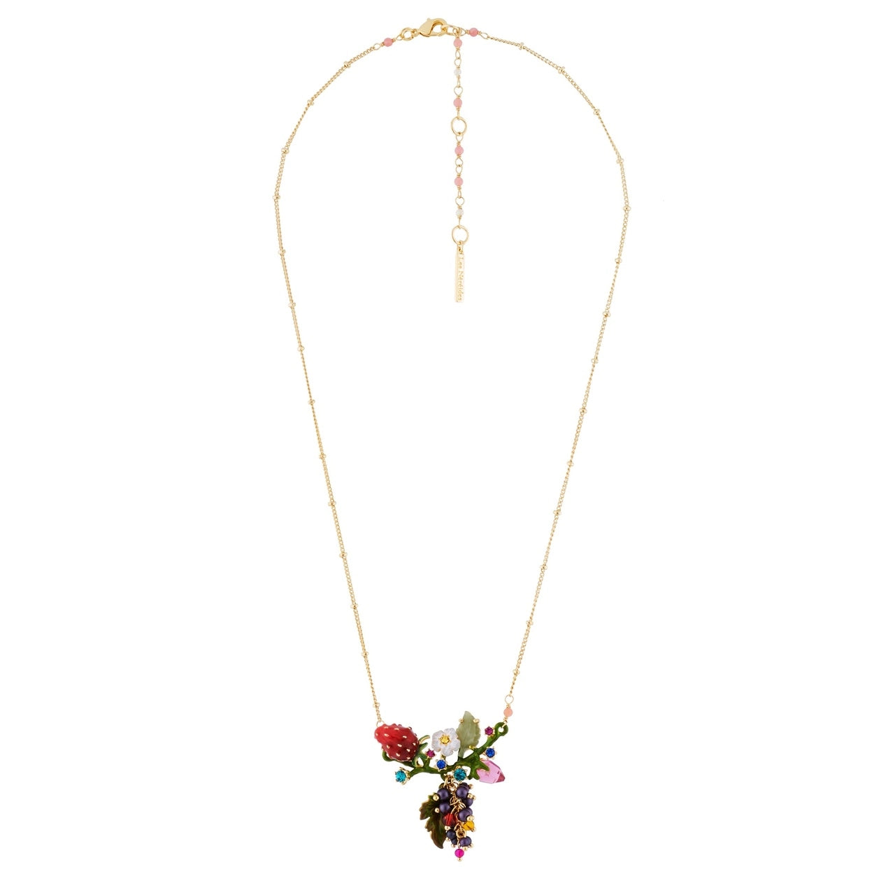 Grapes,Strawberry And Branch Full Of Leaves Necklace