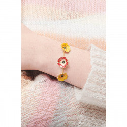 YELLOW AND CHOCOLATE COSMOS THIN BRACELET